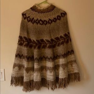 Hand knit Alpaca wool poncho from Bolivia